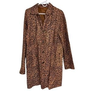 Chicos Vintage Kenya Reversible Suede Leather Leopard Print Jacket